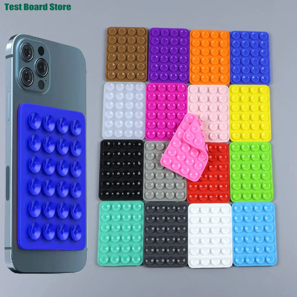 2pcs Silicone Suction Cup Double-Sided Hands-Free Strong Holder for iPhone Android for Car Mirror Kitchen Bathroom