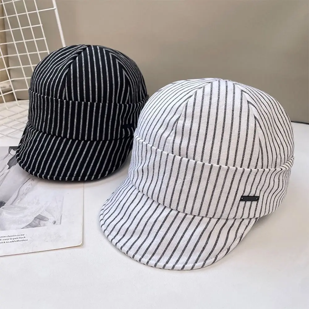 Casual Retro หมวกปรับเย็บปักถักร้อยหมวกบังแดดลายสก๊อตผ้าฝ้ายหมวกชายหาดสาว