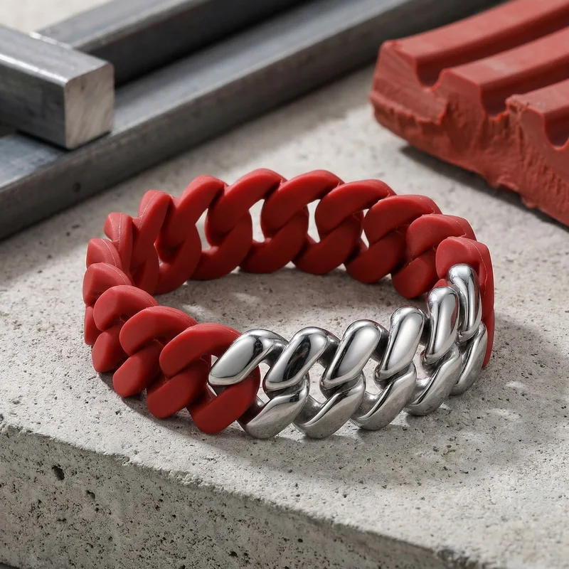 KALEN Kreatives Edelstahl-Armband mit kubischen Gliedern, lässiges Büro-Accessoire für Herren, modischer Schmuck, Party-Geschenk für den Freund – Detail 10