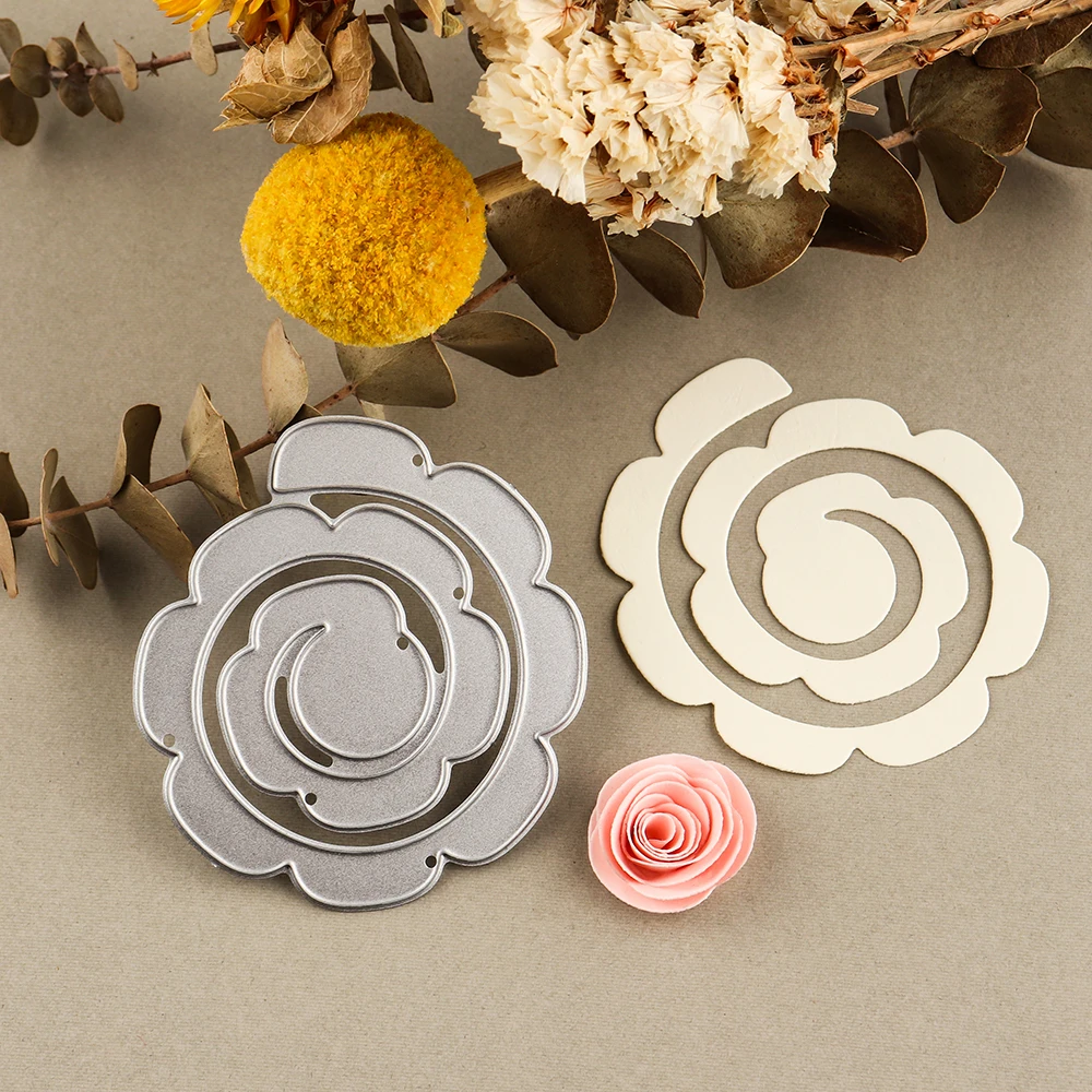 Guirnalda de flores en espiral 3D, troqueles de corte de Metal para álbum de recortes DIY, manualidades decorativas, fabricación de tarjetas de