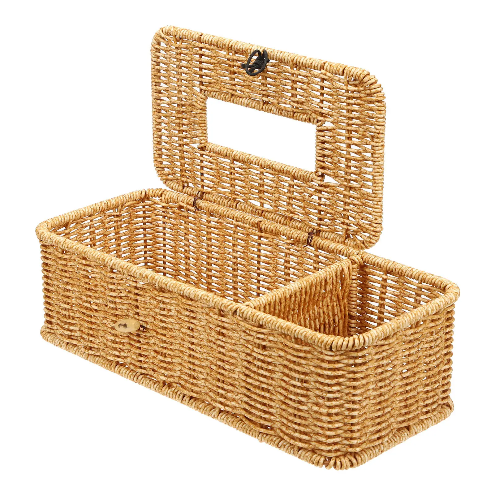 

Imitation Rattan Woven Multifunctional Tissue Box Holder for Desktop Bathroom Bedroom Office Car Napkin Dispenser Storage