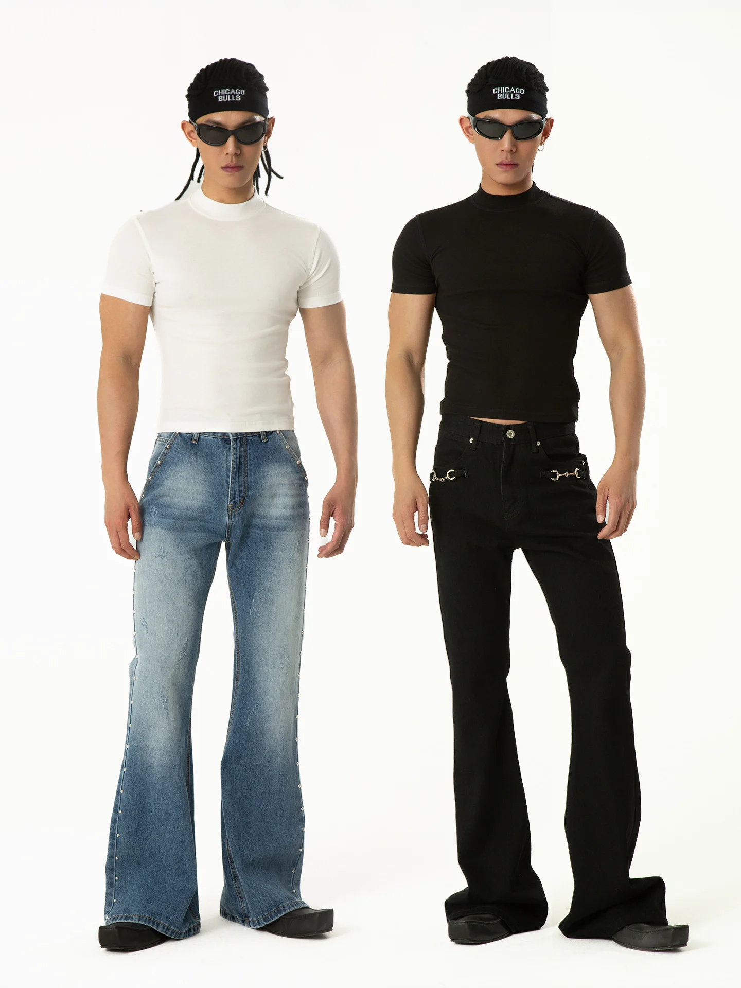 

Slim Fit High Collar Short Sleeve Knitted T-Shirt Men's Elastic Sport Base Layer Y2K Black White City Walk Fashion Urban Style