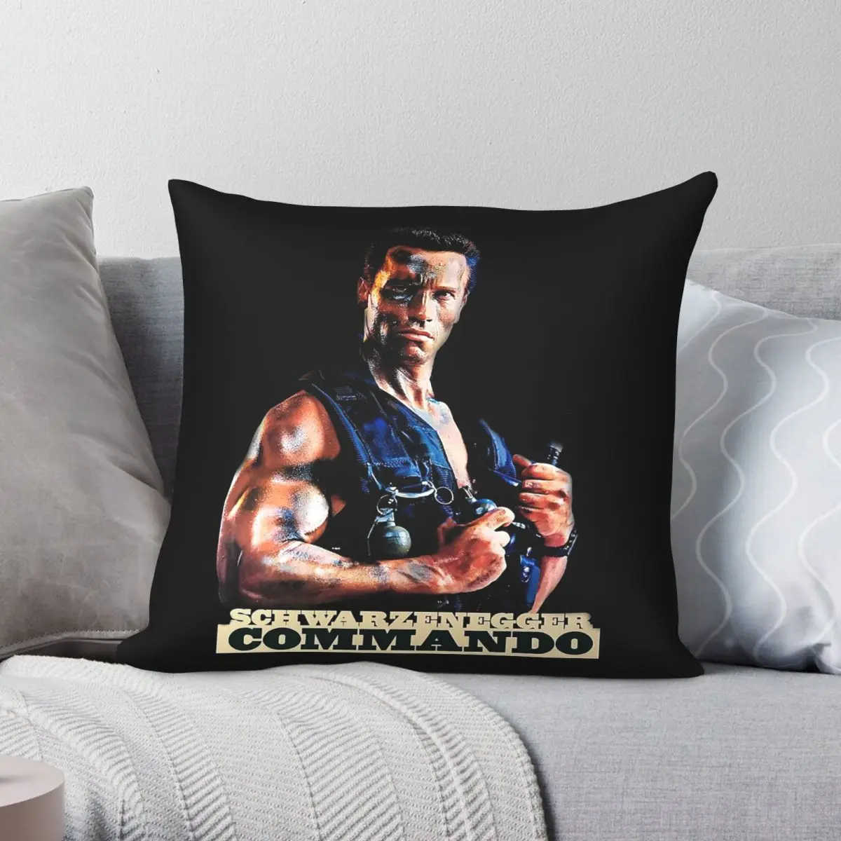 Commando Arnold Schwarzenegger Square Pillowcase Polyester Linen Velvet Pattern Zip Decorative Pillow Case Car Cover Wholesale