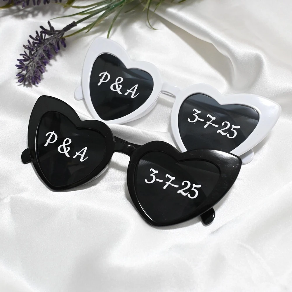 

Солнцезащитные очки в форме сердца для свадебной вечеринки, персонализированные солнцезащитные очки для девичника, подружки невесты и жениха