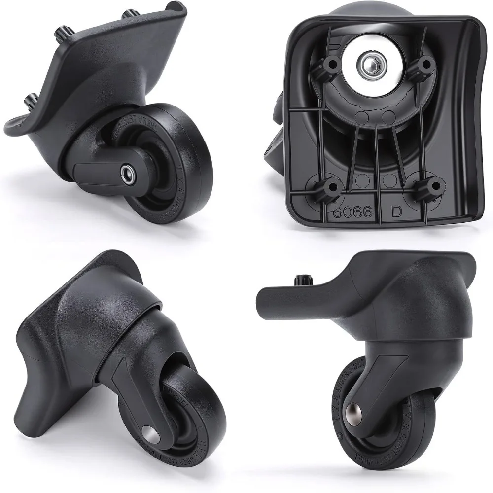 4 Pcs 4-Hole Luggage Wheels Replacement Kit Steel Core 360° Silent Suitcase Repair Wheels Swivel Rolling Luggage Casters Travel