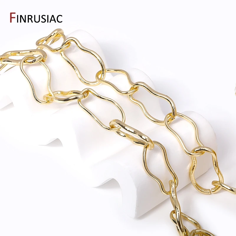 New Trendy 14K Gold Plated Brass Irregular Chains For DIY Jewelry Making Supplies, Handmade Jewelry Craft Findings Accessories