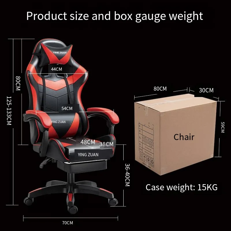 Gaming Chair LED Lights Ergonomic Computer Chair Reclining PU Leather High Back Video Game Chair Adjustable Lumbar Support