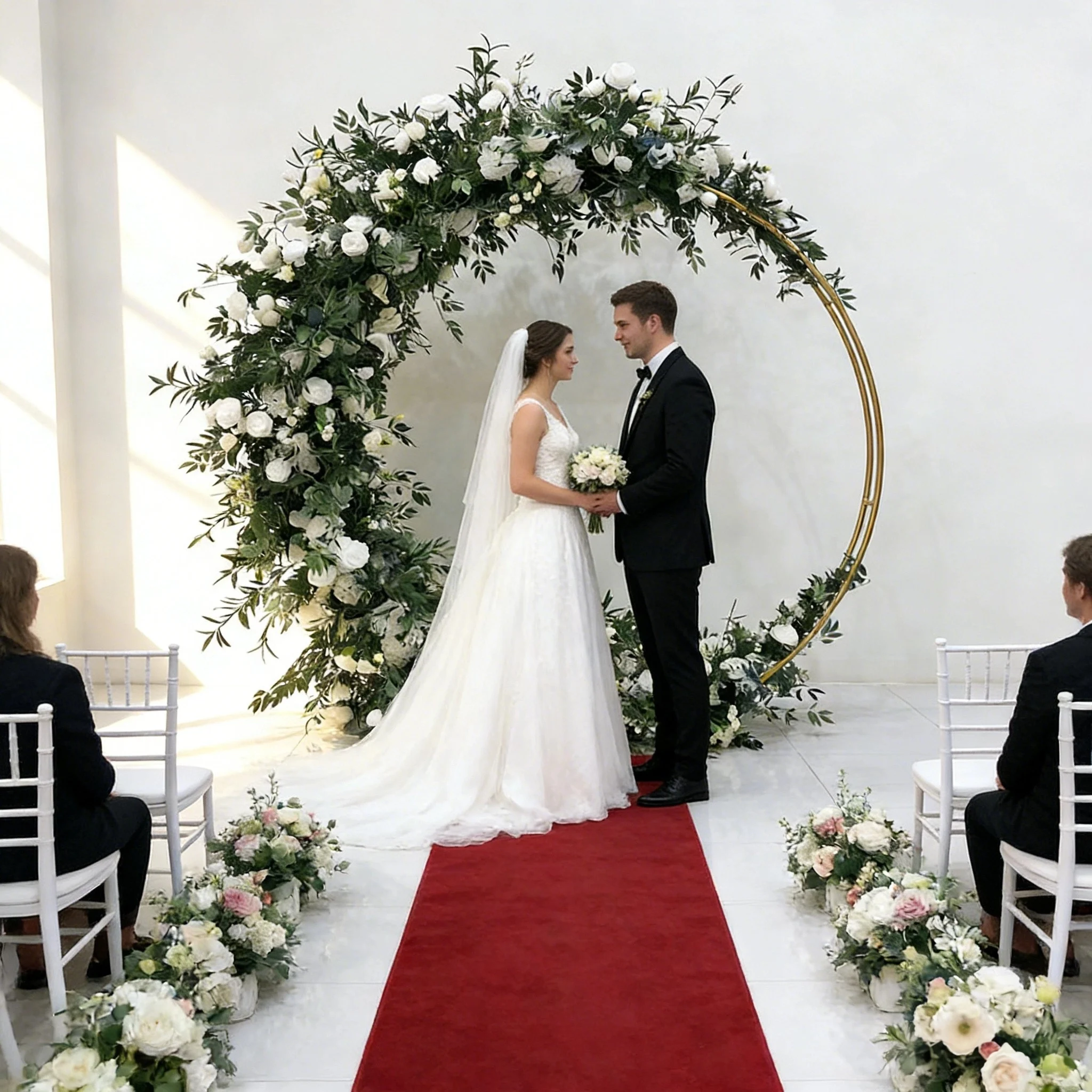 Artificial Silk Wedding Arch Floral Flower Arch White Artificial Wedding Reception Entrances For Party