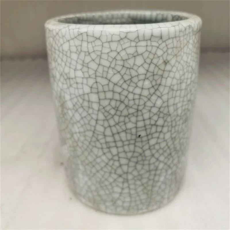 Chinese Old Porcelain Cracked Glaze Pen Holder Vase Collectible Antique Style Office Desk Decorations