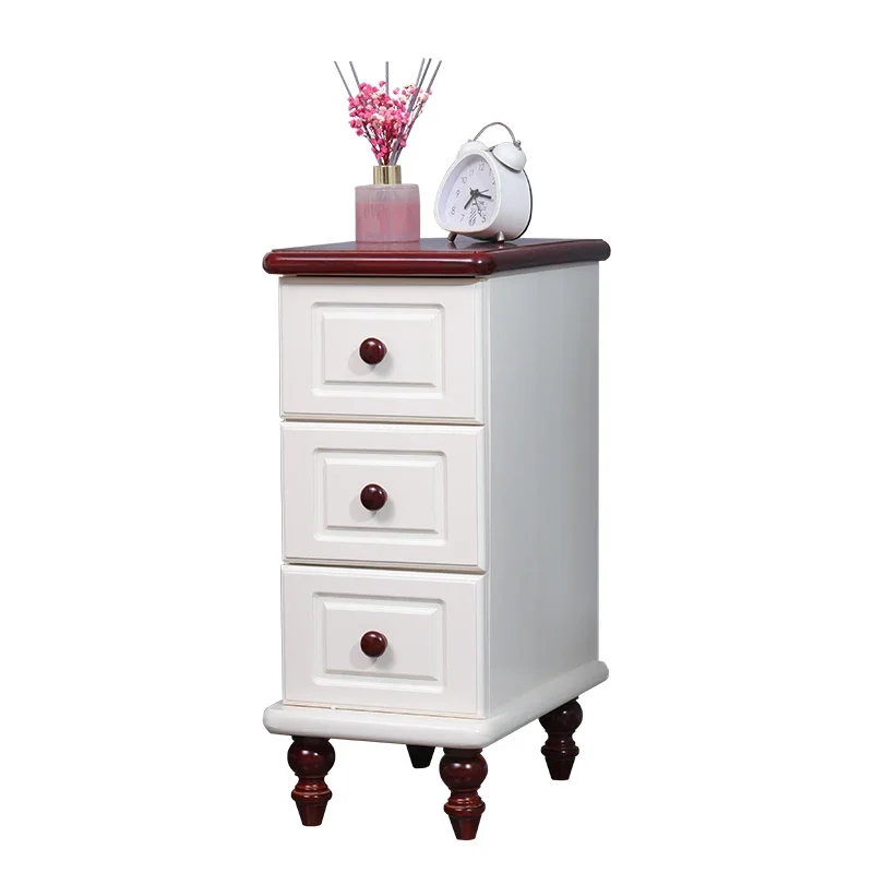 

European style solid wood bedside cabinets, pastoral cabinets, narrow wooden cabinets, second floor storage storage