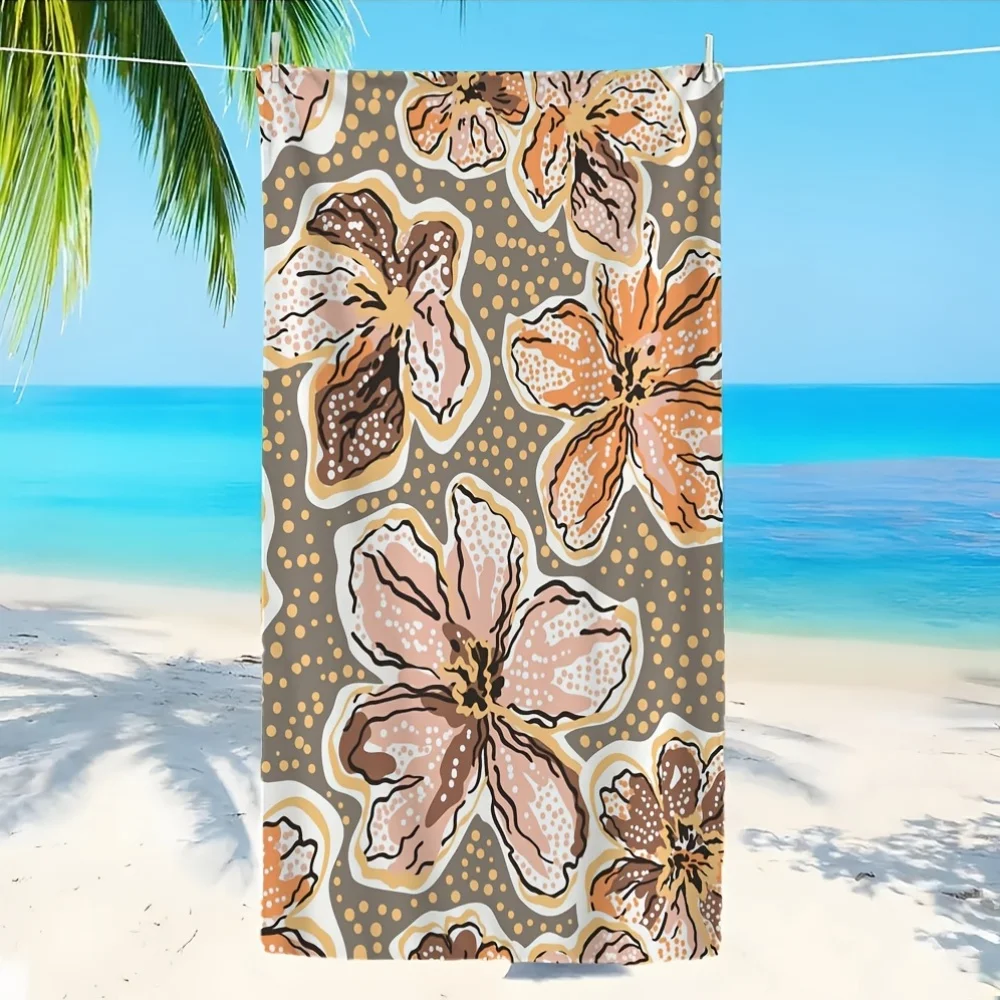 Vintage Floral Beach Towel Microfiber Quick Dry Soft Machine Washable Yoga Travel Swimming Camping Swimming Pool Vacation