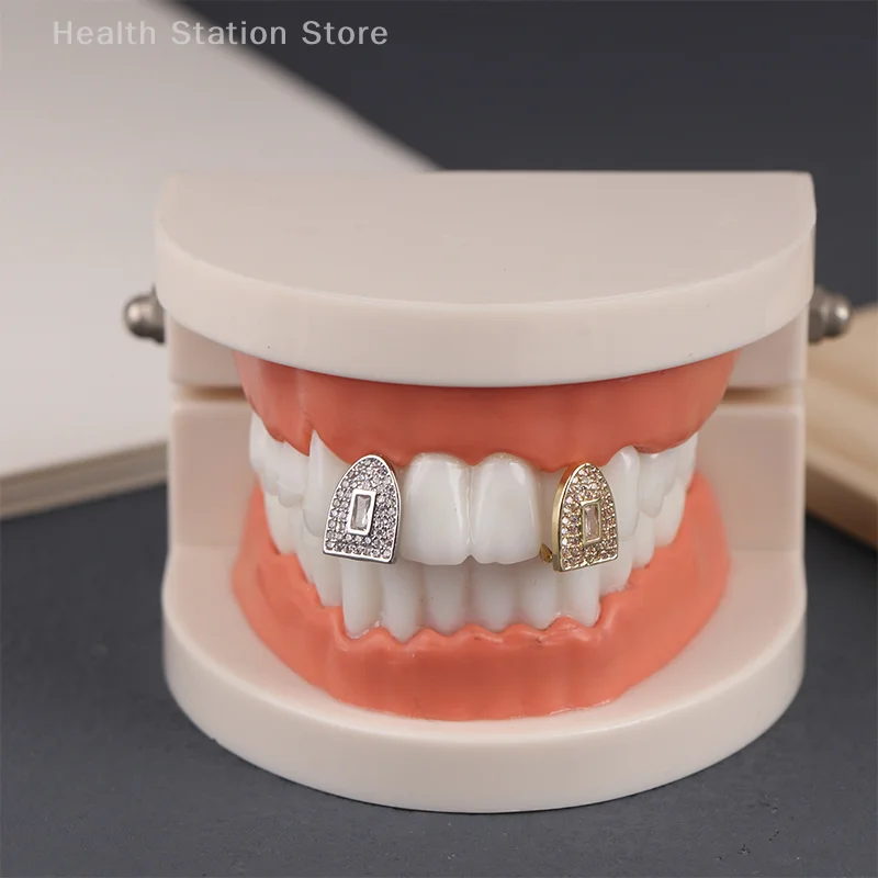 Hip Hop Single Tooth Teeth Punk Rhinestone Metal Teeth Caps Fashion Teeth Grillz Party Cosplay Teeth Grills Dental Jewelry