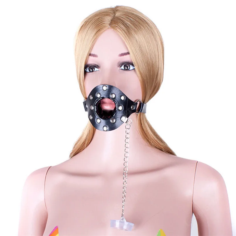 A Font with Cover Open Mouth Gag Restraints Flirting Bondage Slave Fetish Adult Game Erotic BDSM Sex Toy for Couples Extreme Sex