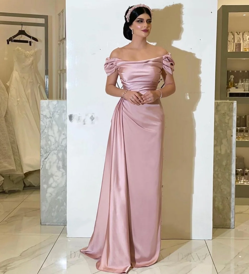 

Customized Unisex Jersey Pleat Straight Off-the-shoulder Long Dresses Bespoke Occasion Party Sexy Sparkle Formal