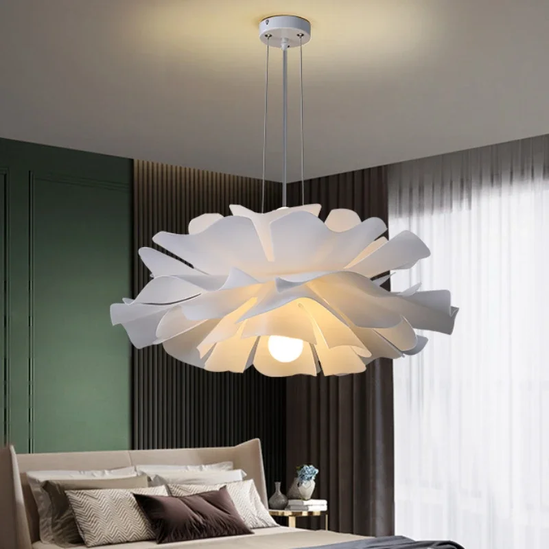 Modern Flower Led Pendant Light Nordic Bloom Design Lotus Hanglamp Living Room Decor Home Bedroom Kitchen Petal White Chandelier