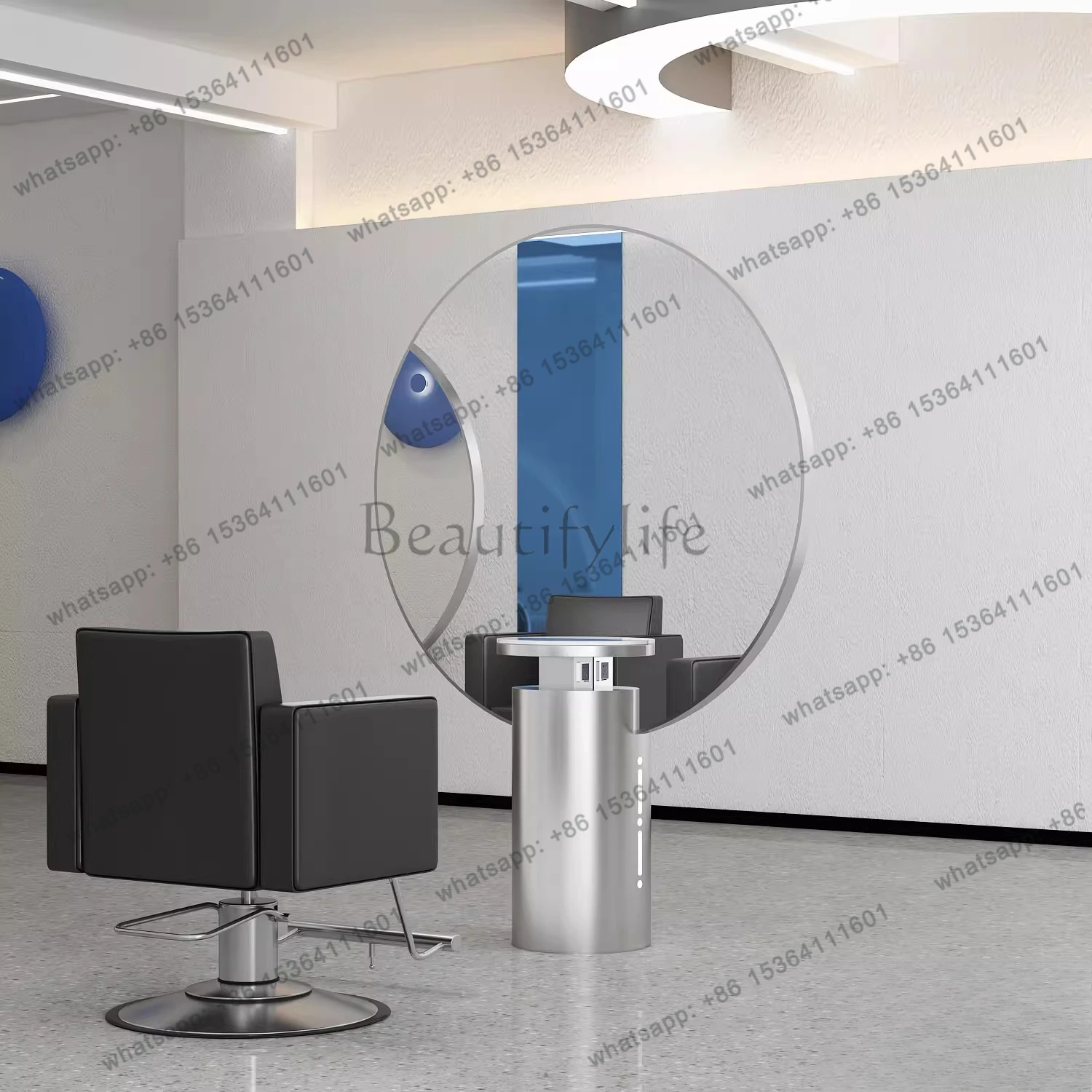 New high-end barber shop mirror table hair salon special perm and dyeing area double-sided floor mirror
