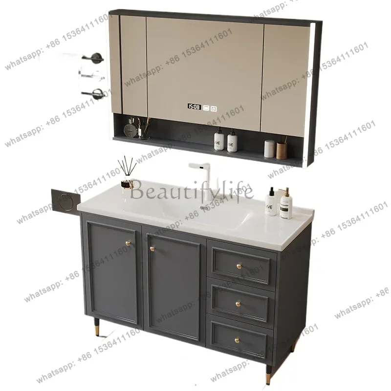 Floor-standing bathroom cabinet combination ceramic toilet slate left basin sink