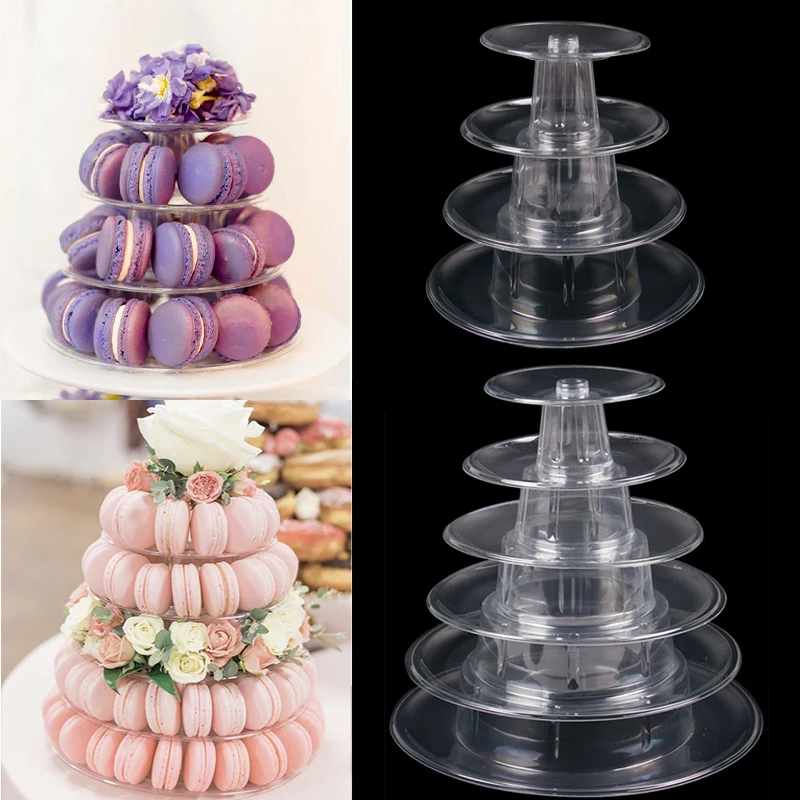 Soporte de exhibición de macarrones, soporte de plástico para pastel, torre de postre, bandeja, decoración de boda, mesa, Baby Shower, recuerdo de fiesta de cumpleaños