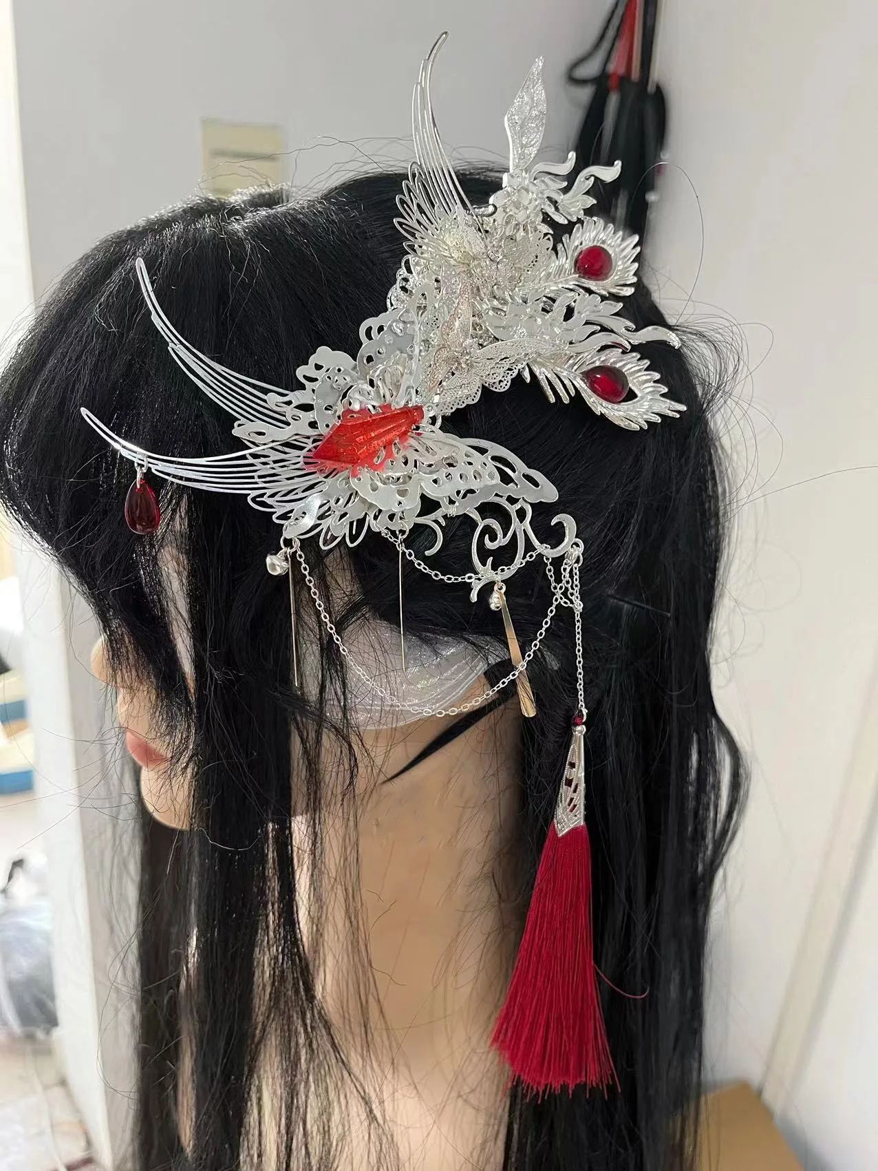 Heaven Officials Blessing Hua Cheng Cosplay Streamer Headwear Huacheng Dance Stage Adult Ancient Tian Guan Ci Fu