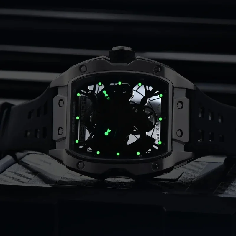 PAGANI DESIGN 42MM Hollow Skeleton Men Mechanical Watches Luxury Sapphire Glass Automatic Watch 50M Waterproof Watch For Men new view 4
