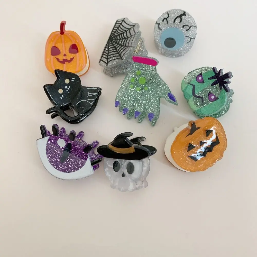 

Creative Pumpkin Halloween Mini Grab Clip Bat Small Spooky Hair Claw Headdress Acrylic Halloween Hairpin Girls