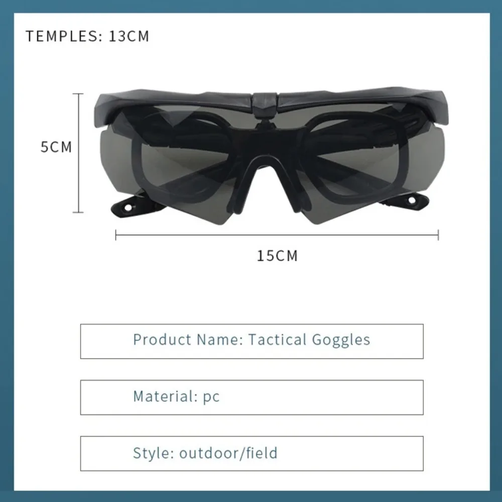 Military Tactical Goggles CS Airsoft Windproof Shooting Glasses HD 3 Lens Motocross Motorcycle Mountaineering Safe Glasses image 6