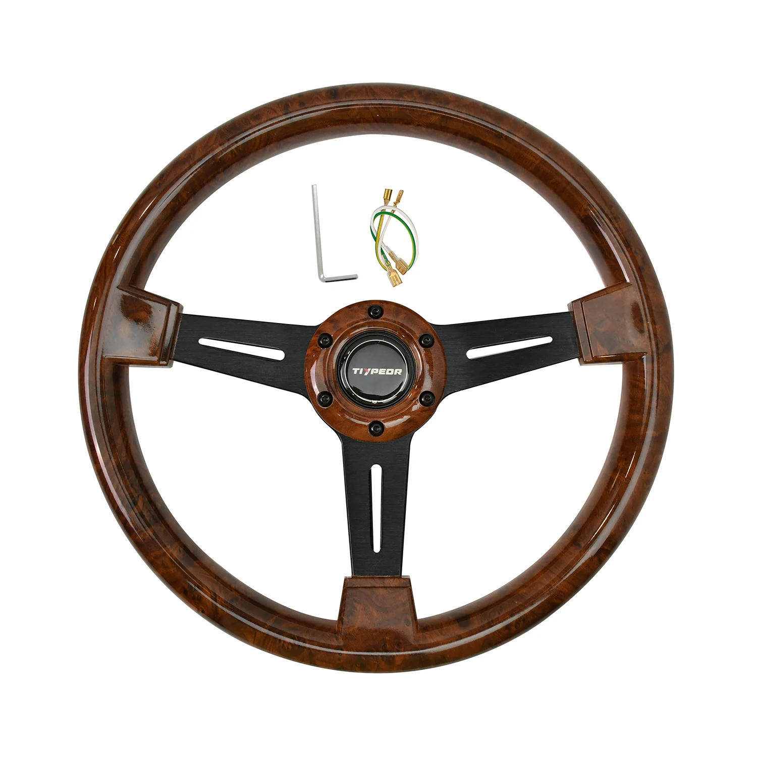 

Classic Vintage 350mm Retro Sports Steering Wheel Wooden Design for Automotive Interior Decor