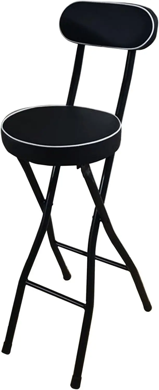 Klappbarer Barhocker mit Rückenlehne, PU-polsterter Thekenhöhe, leicht und kompakt, faltbarer Stuhl für Küche, Outdoor, Café, G