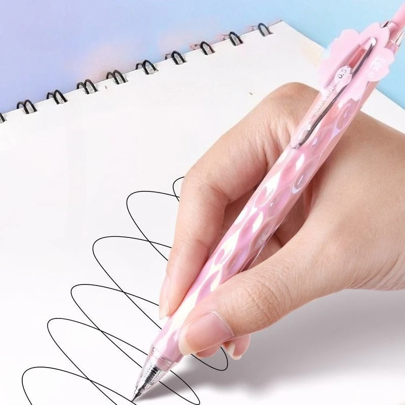 2Pcs Sakura Series Retractable Gel Ink Pens, Plastic, Quick-Drying, 0.5mm Point - Creative Flower Push-Top Writing Pens