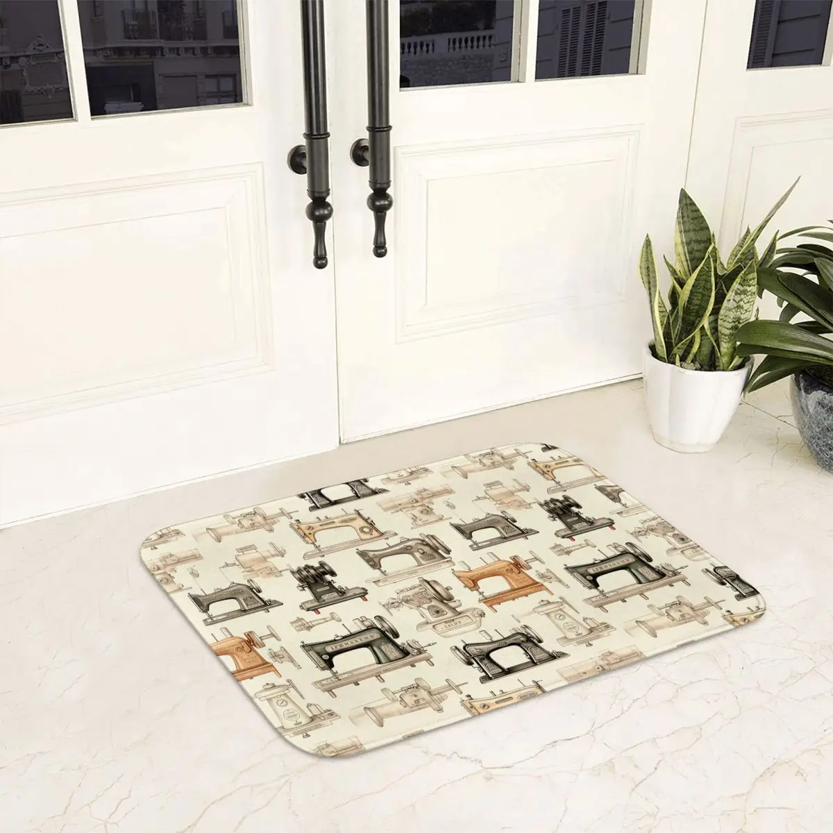 

Ретро швейная машина и ножничный дизайн, нескользящий коврик для двери, напольный коврик, ковер для кухни, входа, дома, балкона, коврики для ног