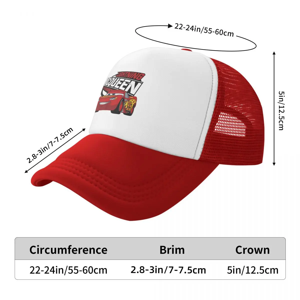 Punk Unisex Lightning McQueen Racer Trucker Hat Adult Cartoon Cars Adjustable Baseball Cap Women Men Sun Protection