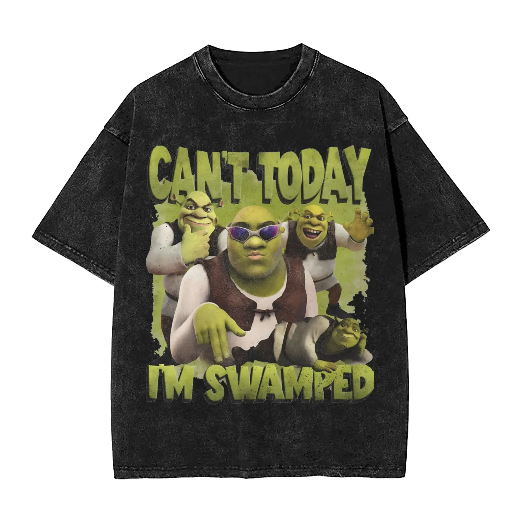 Kan niet Vandaag Ik ben Swamped s-Shreks T-shirts Hip Hop Gewassen Katoen Oversize T-Shirt Retro Mannen Vrouwen streetwear Zomer Tops Tees