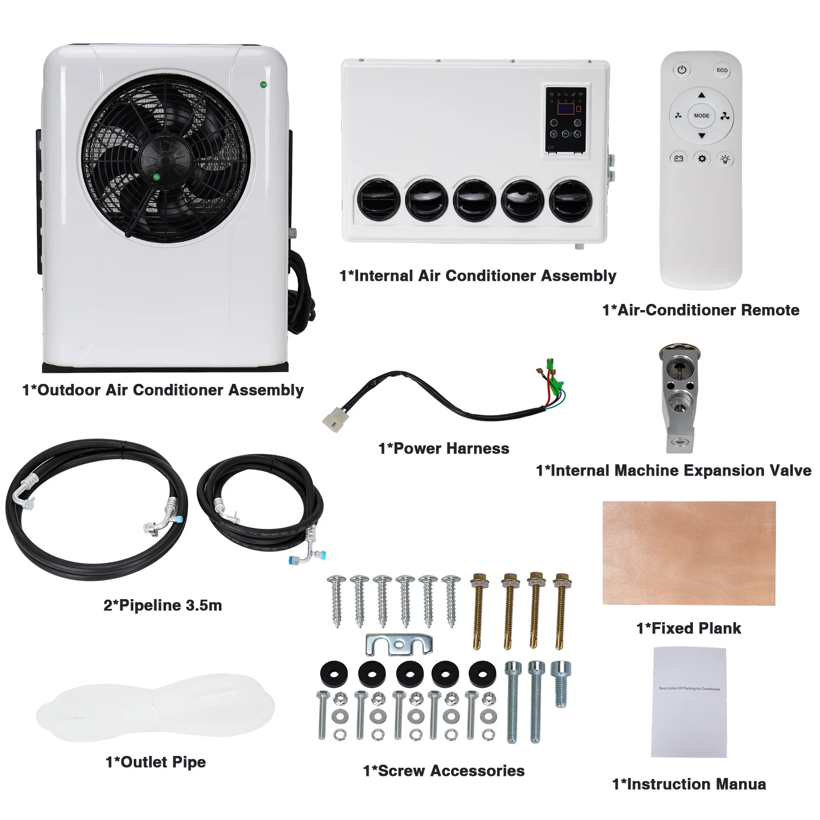 12V 12000 BTU Split AC Truck Cab Air Conditioner For Semi Trucks Bus RV Caravan