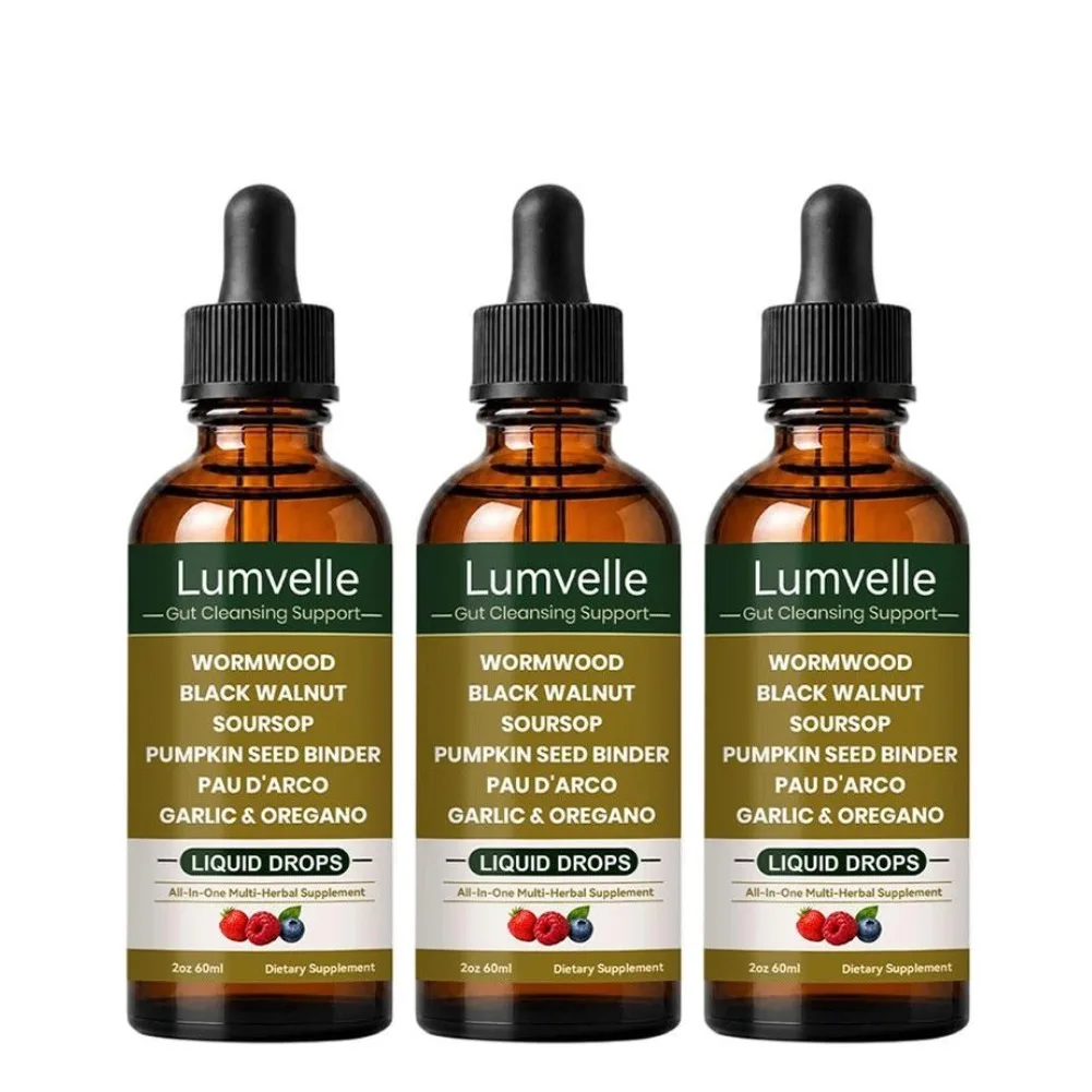 Lumvelle Multi Plant Mixed Body Care Drops,Wormwood Black Walnut Intestinal Care Supplement Ampoule Body Relief Care Drops