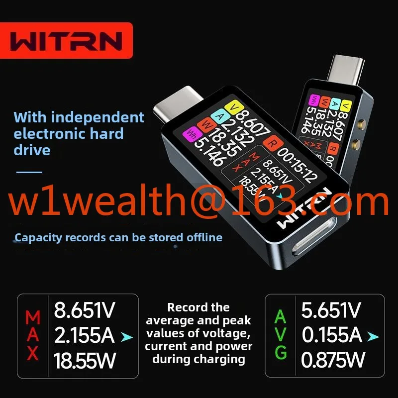 CC1 Dimensionale Vereenvoudigde USB Spanning Ampèremeter Tester PD3.1 Digitale Display 28VType-c Meter Power Meter WITRN
