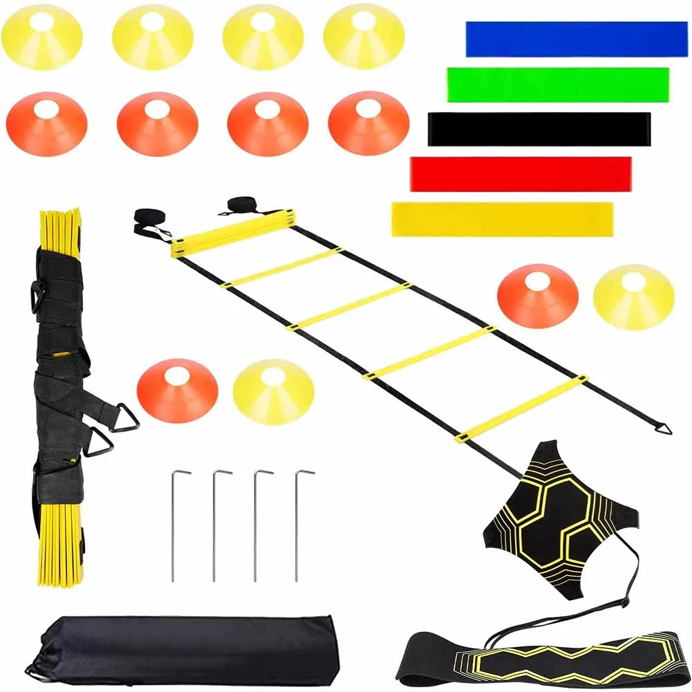 Soccer Agility Training Equipment Set Agility Ladder Soccer Cones Solo Soccer Trainer for Kids Youth Adults