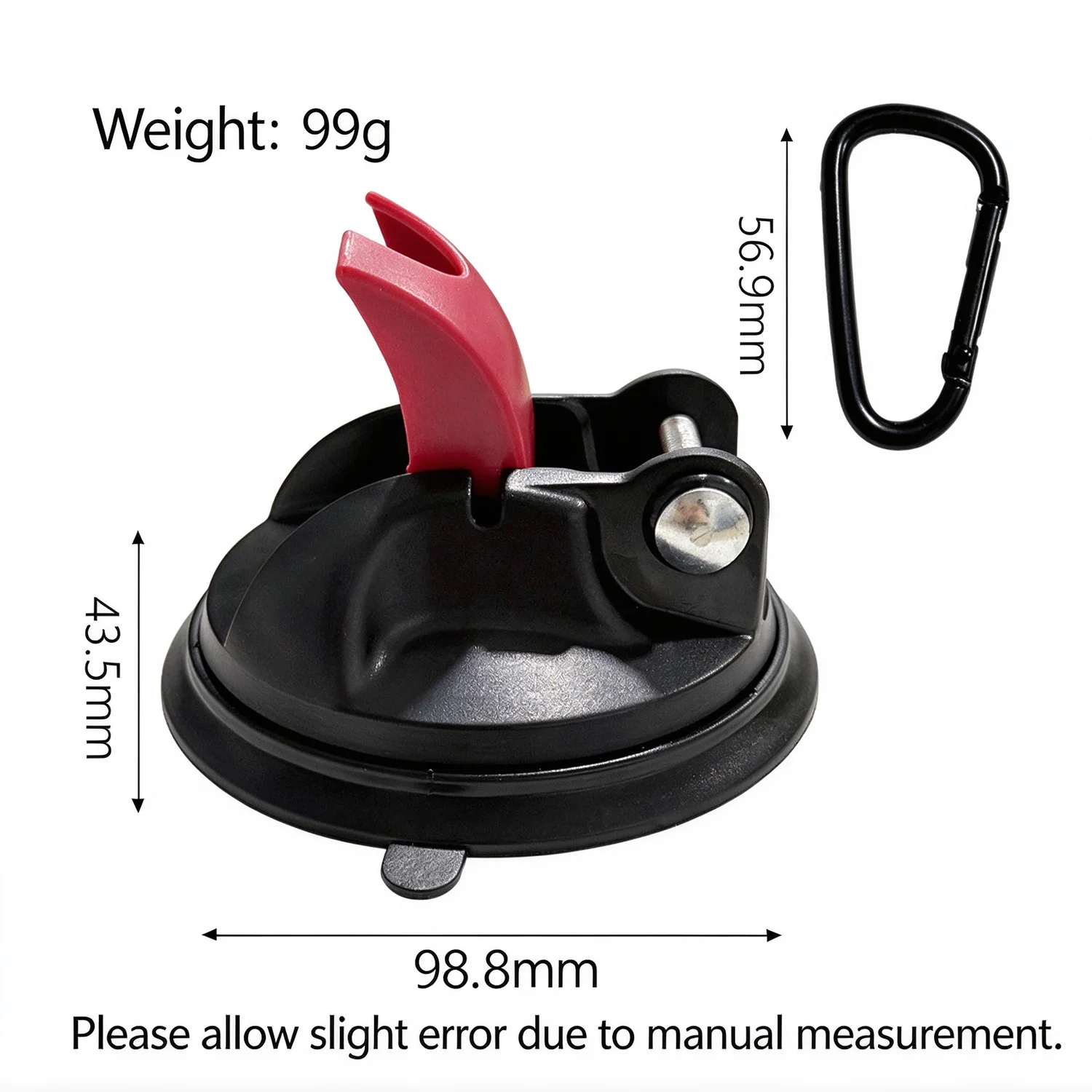 Heavy Duty Car Vacuum Suction Cup Hook No Drilling Suction Anchor with Carabiner for Roof Tent Kayak Luggage Tie Down Camping