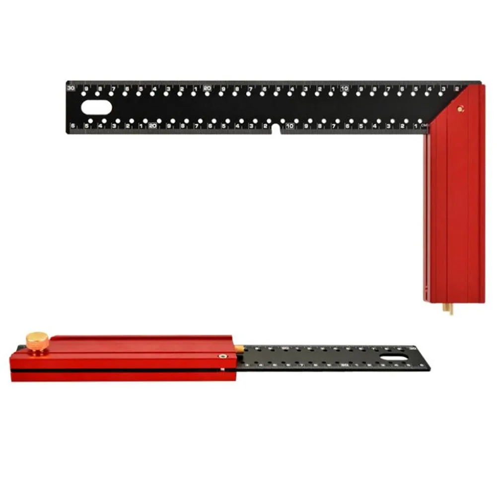 1pc Aluminum Alloy Woodworking Square Ruler Foldable 90 Degree Angle Measuring Tool With Fence For Carpentry Layout