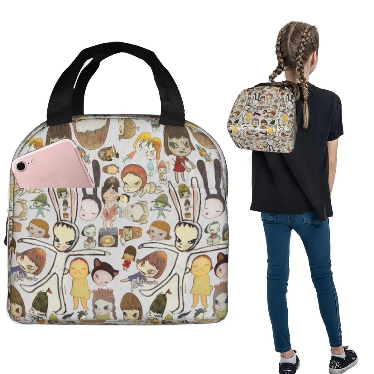 

Yoshitomo Nara Insulated Lunch Bag for Women Children Portable Food Boxes Thermal Lunch Box Tote