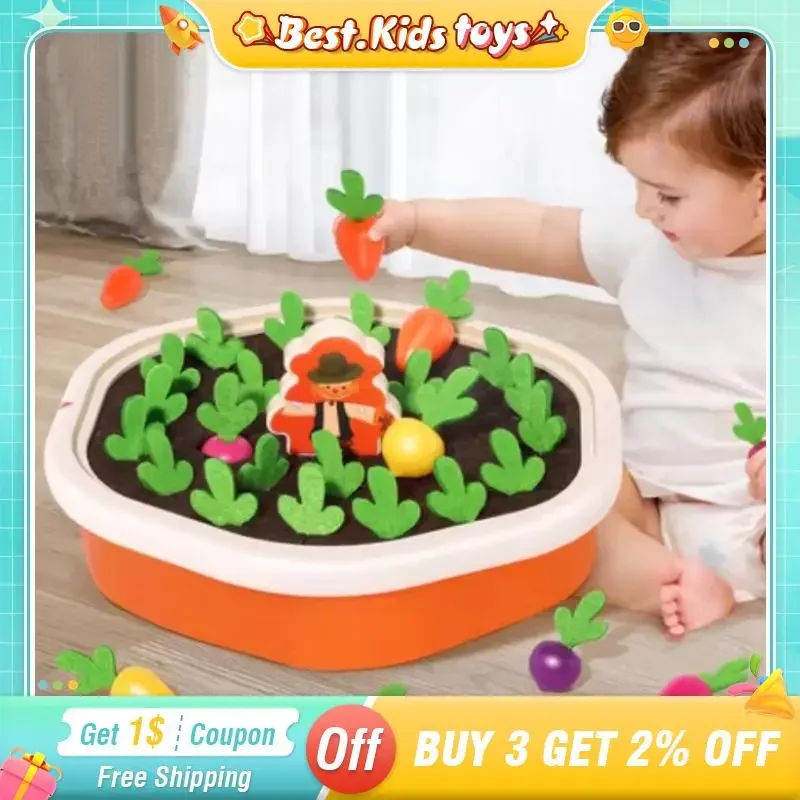 

Baby Montessori Pull Out Radish Toys Toddler Memory Sorting Fine Motor Skills Education Fun Carrot Harvest Desk Game Teach Tool