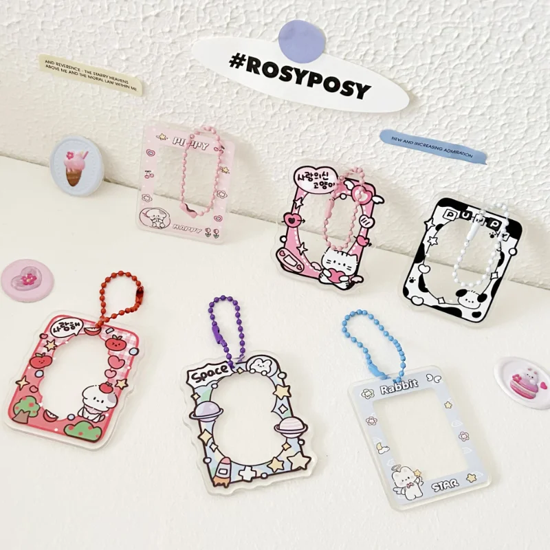 Cute Keychain Lovely Cartoon Bunny Cat Puppy Animal Key Pendant Creative Korean Stationery Keychain Lovely Student Supplies