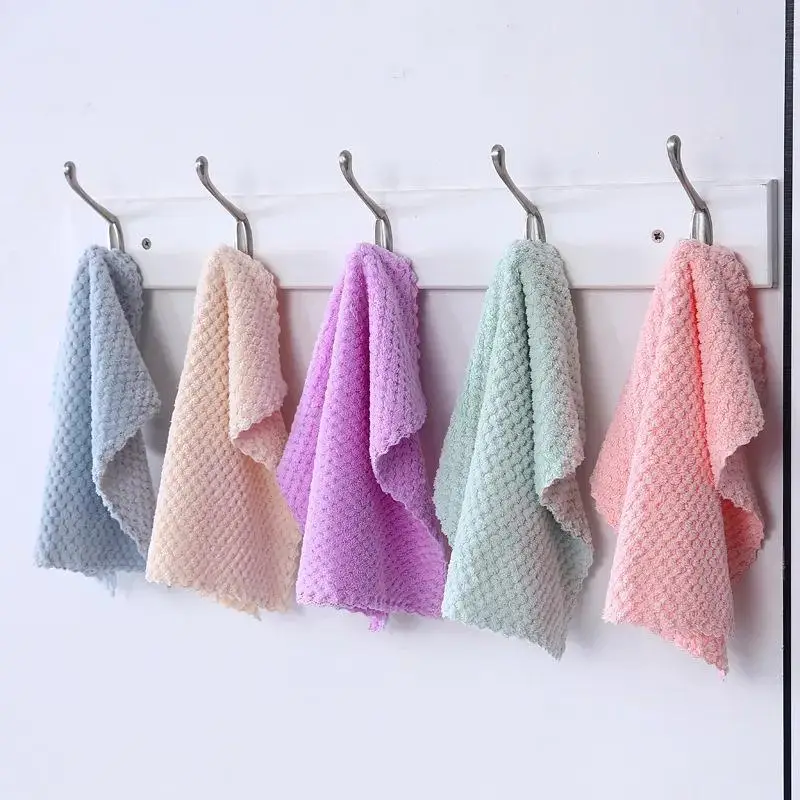 Coral Fleece Cleaning Cloths Waffle Weave Super Absorbent Quick Dry Reusable Lint Free for Travel Camping Daily Cleaning Use