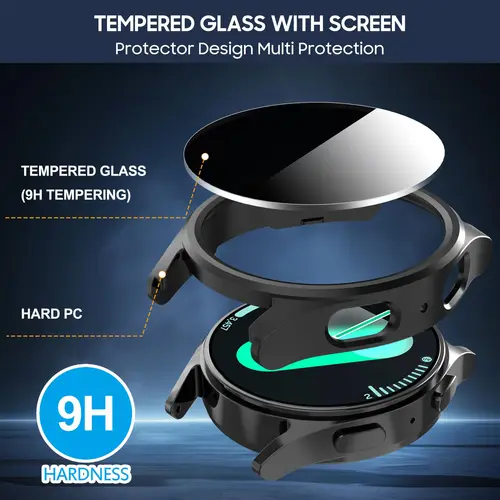 Imagen 2 del producto Vidrio templado + funda para Samsung Galaxy watch 6/7 funda 44mm 40mm PC Anti-espía a prueba de golpes funda protectora general Galaxy watch 6