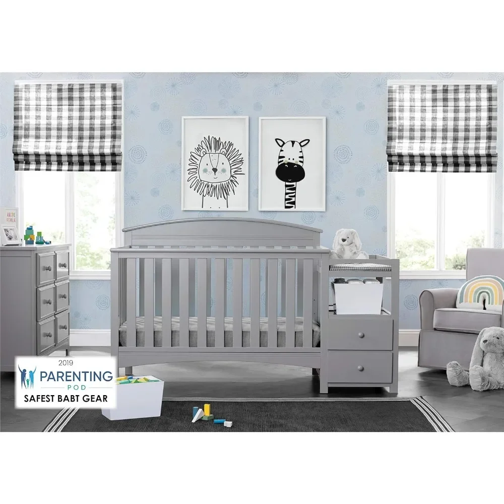 Abby Convertible Crib and Changer,converts To A Toddler Bed, Daybed and Full Size CONVENIENT CHANGER