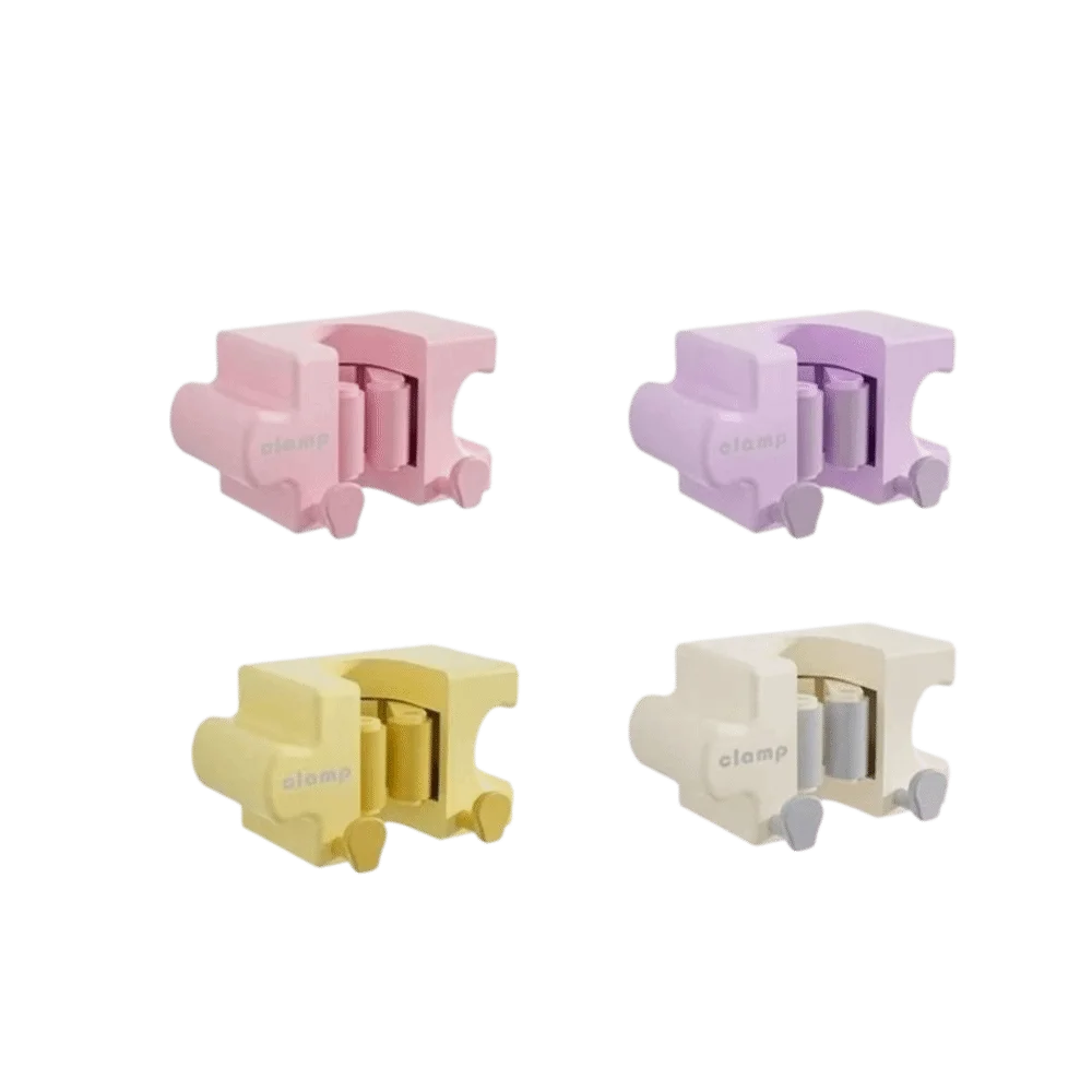 Portable Macaron Mop Holder Puzzle Splicing Self‑Adhesive Mop Clip with Hooks Wall‑Mount Broom Storage Clip for Kitchen Bathroom