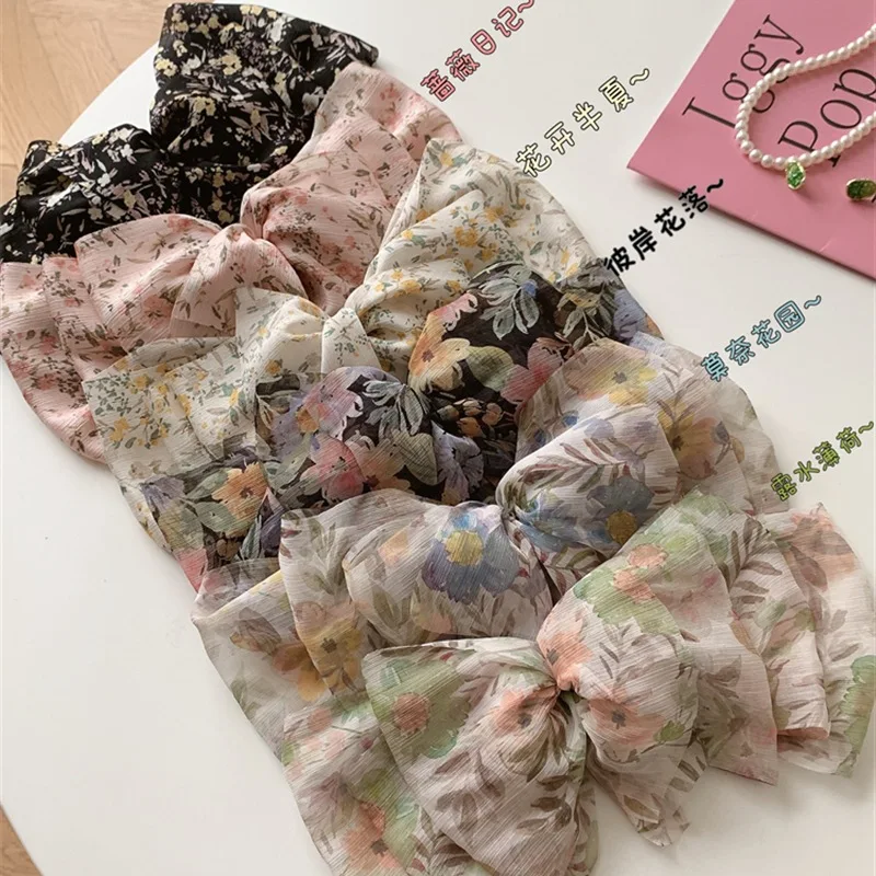 Mesh Crushed Flower Multi-Layer Bow Hair Clip Super Fairy Fluffy Chiffon Spring Clip Headdress Hairpin Clip Hair Accessories