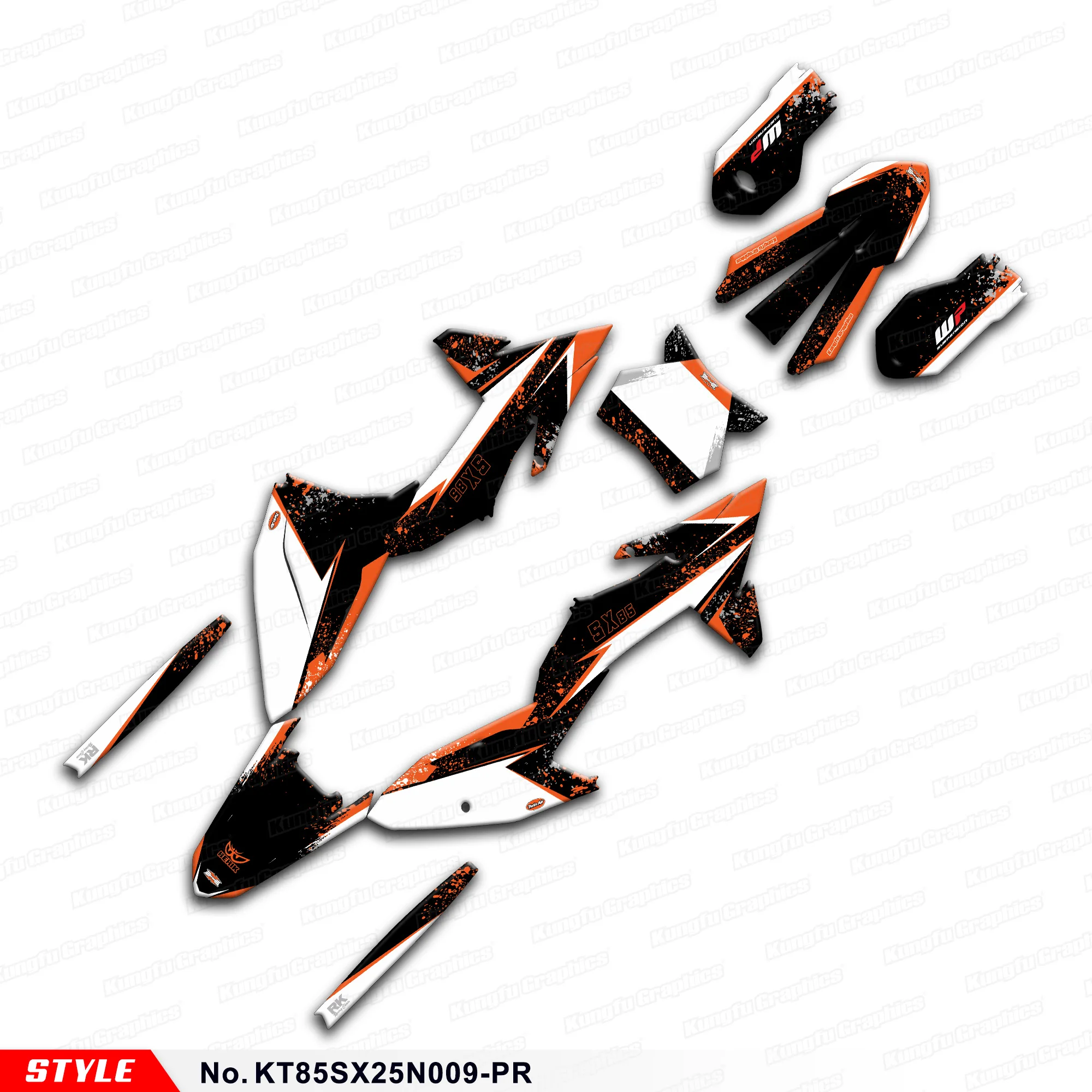 

Ламинированные наклейки JY RACING с графическим листом для KTM SX 85 SX85 2025 2026, номер модели KT85SX25N009-PR