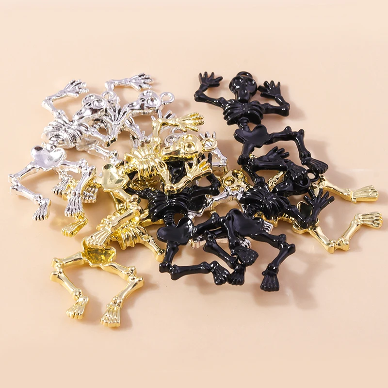 Leslie 5 Stück/Set 28*50mm Legierung Metall Skelett-Anhänger für Ohrringe Halsketten Halloween-Anhänger Armbänder Herstellung DIY Schmuck Geschenke – Detail 1