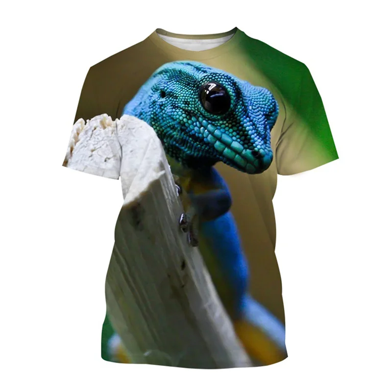 3D Printed Cool Lizard T-Shirt For Men Women Fashion Animal Pattern Tees Summer Loose Round Neck Tops Short Sleeves Kid T Shirts