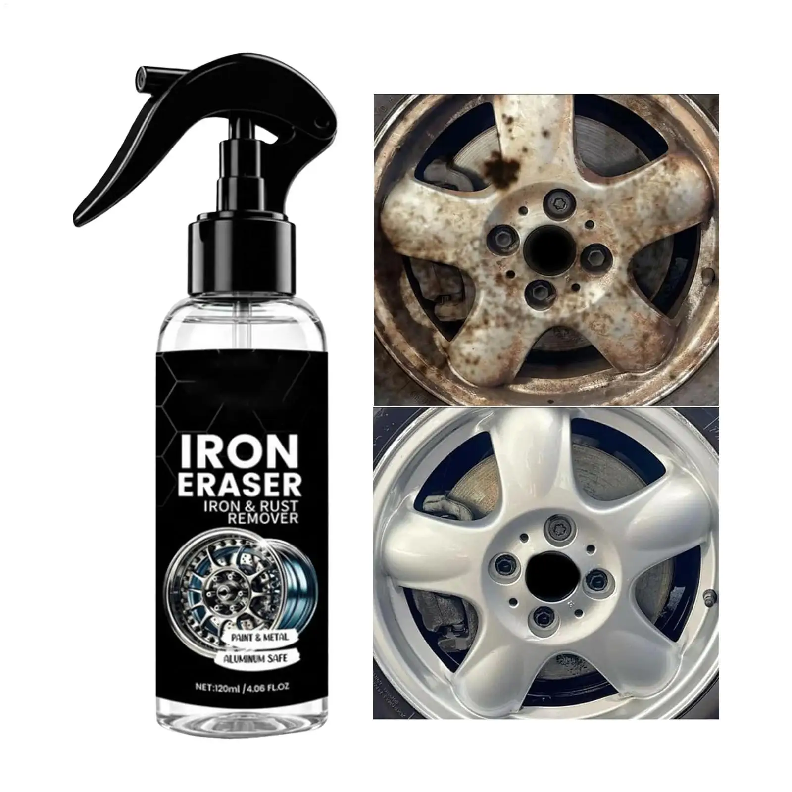 Car Rust Remover Spray 120ml Fast-Acting No-Scrub Rust Dissolver Paint-Friendly Metal Cleaner For Wheels Brakes Exhaust Hinges